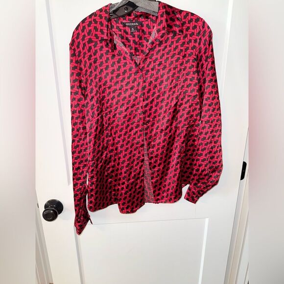 George Red and Black Patterned Blouse - Picture 1 of 6